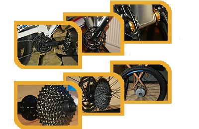 6 small images of bike parts